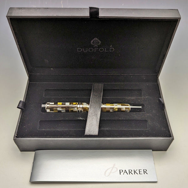 英国製 パーカー(PARKER) デュオフォールド ローラーボールペン グリーンチェック 箱入り